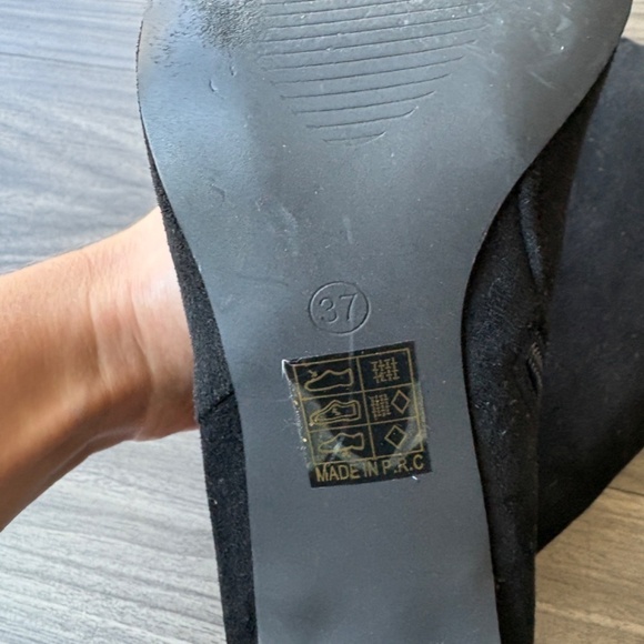 Givana Knee High Black Suede Block Heeled Boots Size 37 - Picture 5 of 8